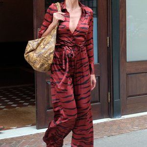 GANNI Red Tiger Silk Iona Pant